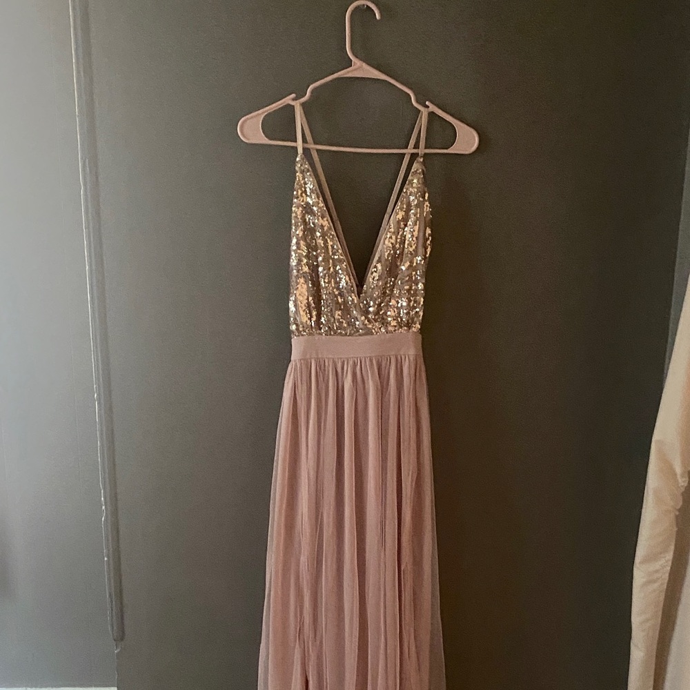 Sequin Gold and Pink Maxi Dress